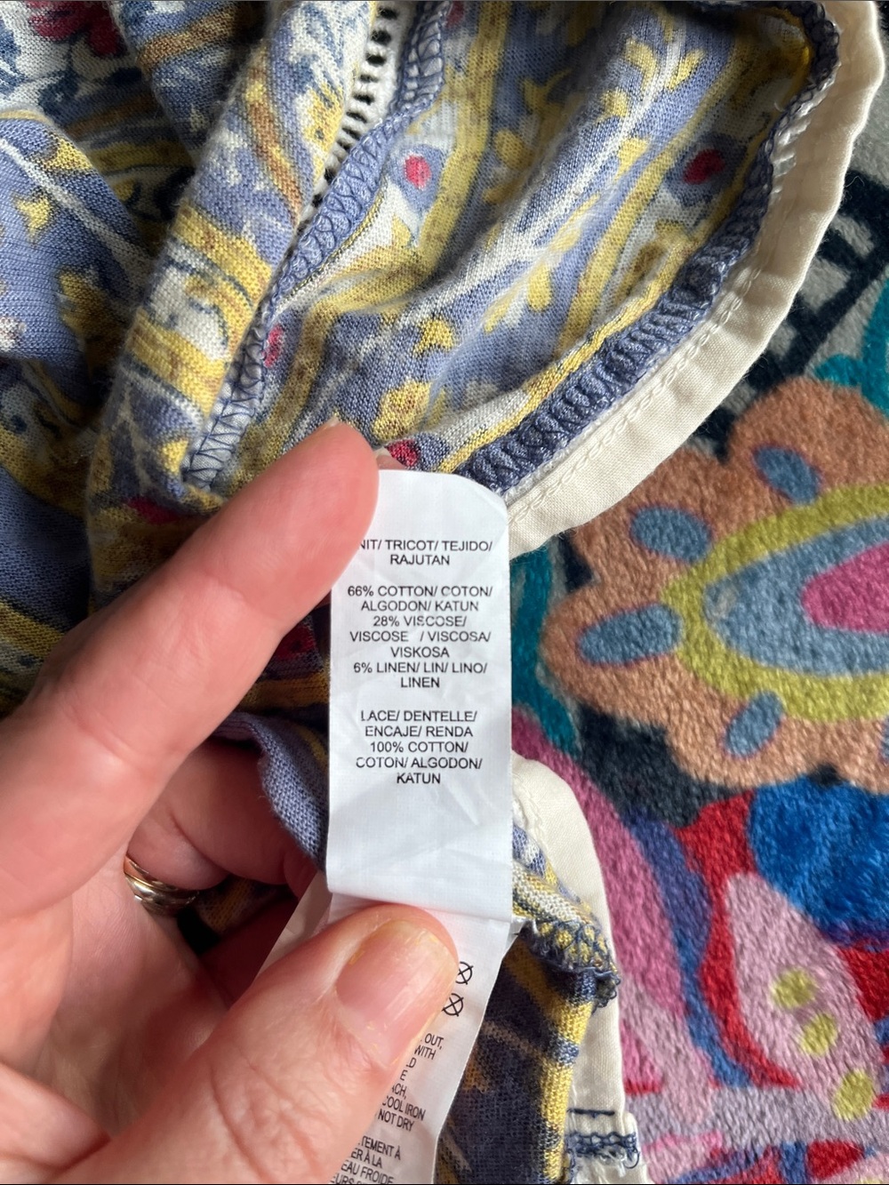 LUCKY BRAND Boho Handkerchief Cotton Blend Midi Dress in Blue & Gold Size XS - Picture 10 of 10